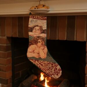 Vintage Style Raphael’s Cherubs Needlepoint Stocking.